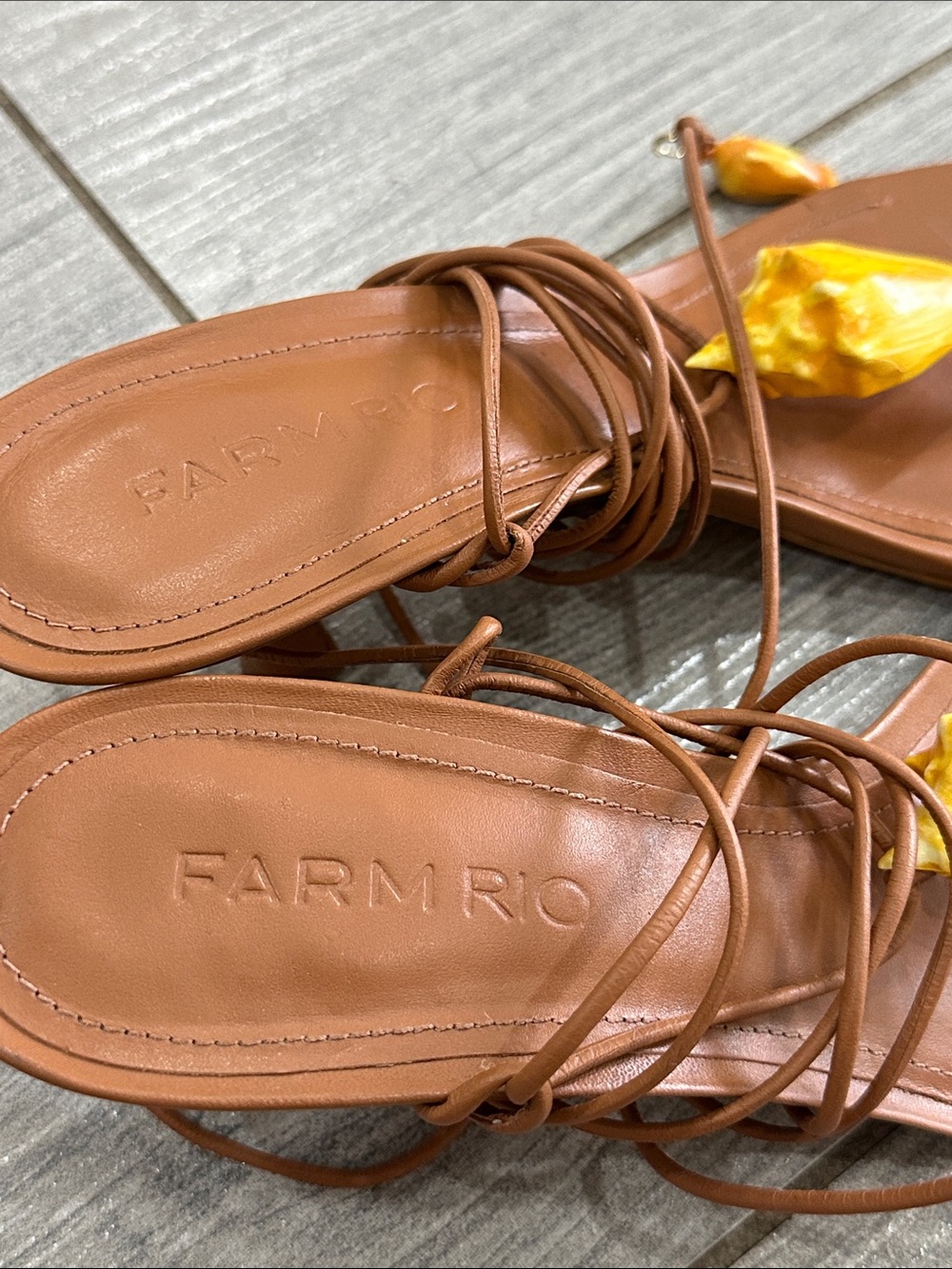 Farm Rio Shell Macrame Kitten Heel Sandals - Picture 9 of 11